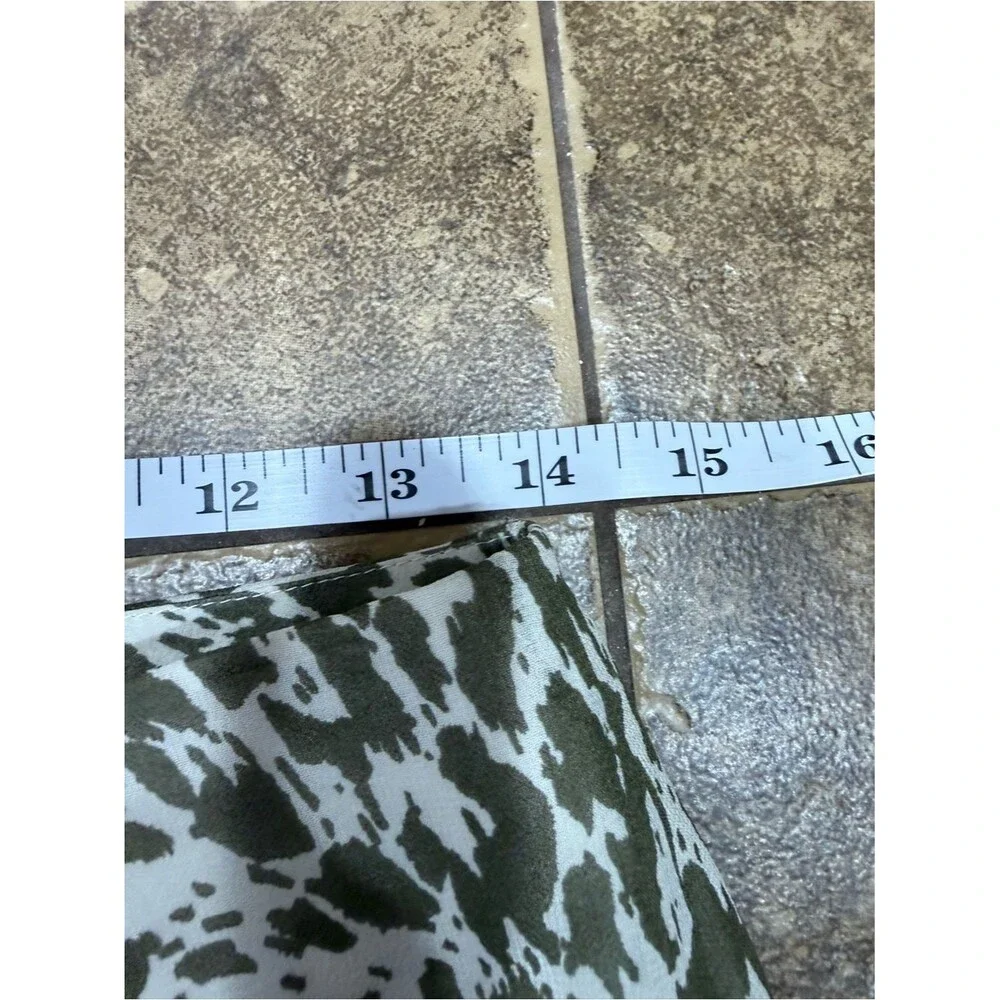 J.Crew 100% Silk Animal Print A-Line Skirt Size 8 Olive Green Midi